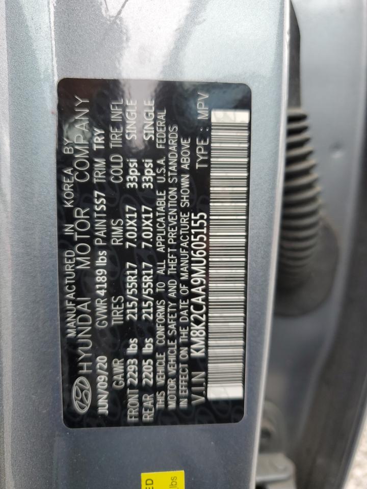 2021 Hyundai Kona Sel VIN: KM8K2CAA9MU605155 Lot: 56646585