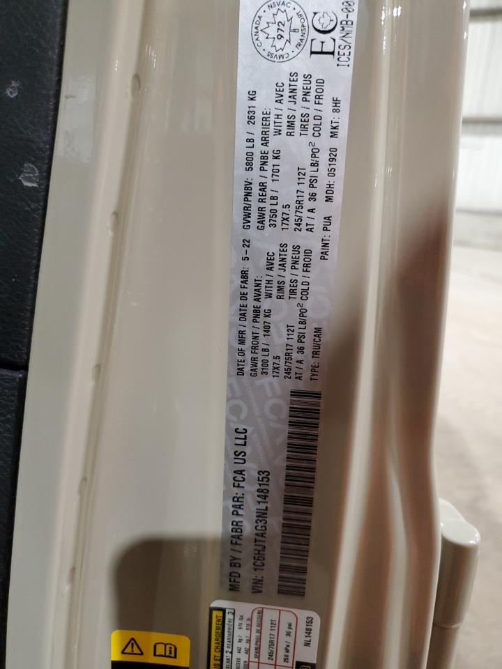 2022 Jeep Gladiator Sport VIN: 1C6HJTAG3NL148153 Lot: 57288665