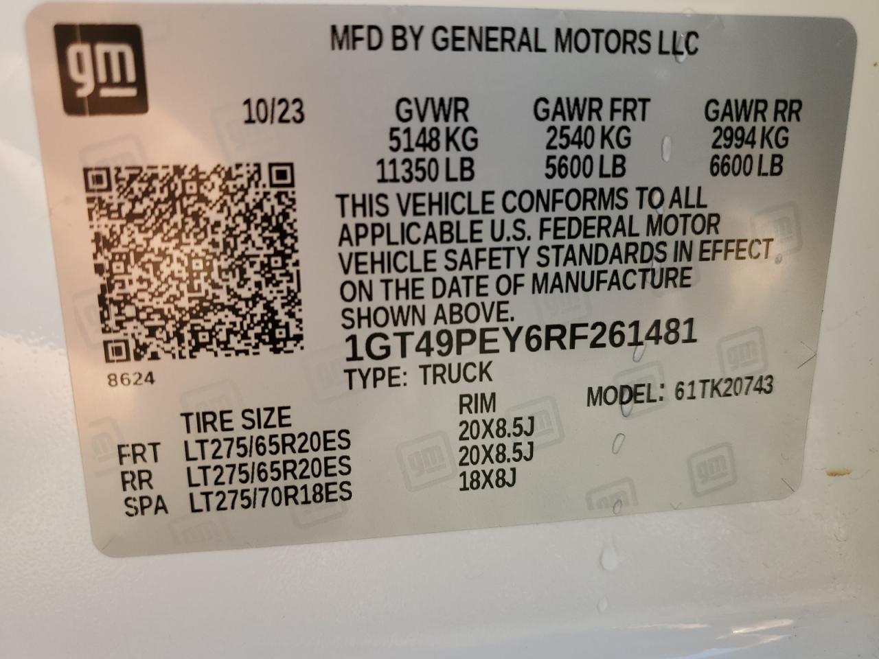 2024 GMC Sierra K2500 At4 VIN: 1GT49TEY6RF261481 Lot: 57329155