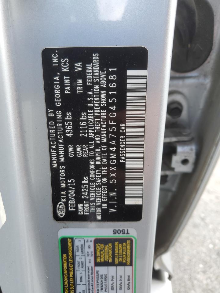 2015 Kia Optima Lx VIN: 5XXGM4A75FG451681 Lot: 57113895