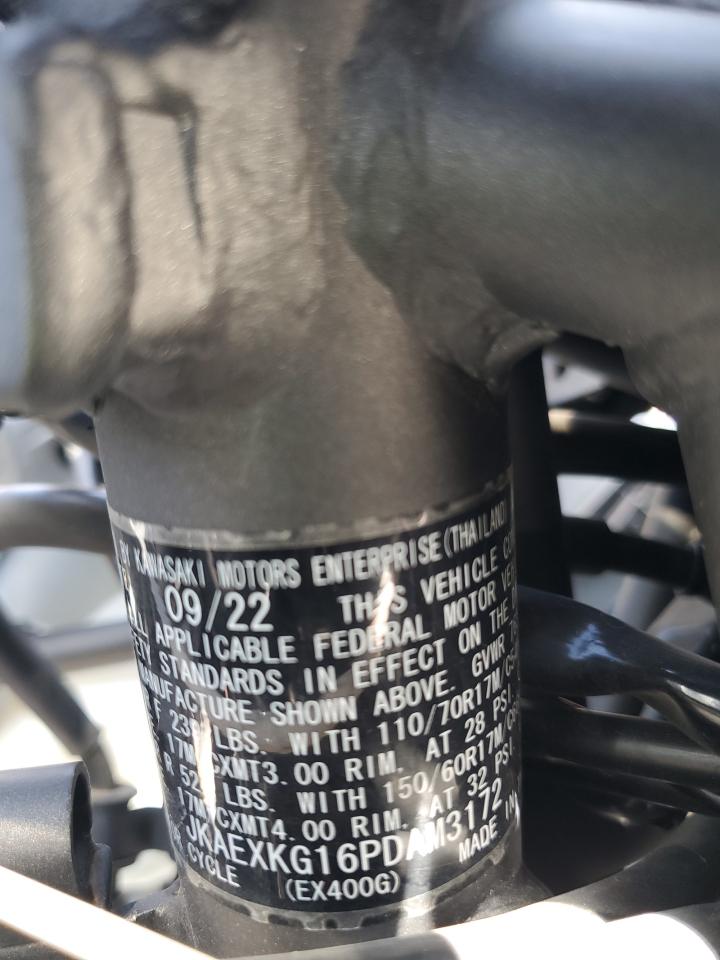 2023 Kawasaki Ex400 VIN: JKAEXKG16PDAM3172 Lot: 59030525