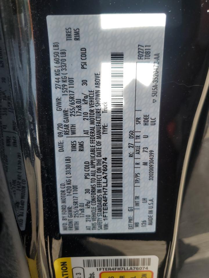 2020 Ford Ranger Xl VIN: 1FTER4FH7LLA76074 Lot: 59269115