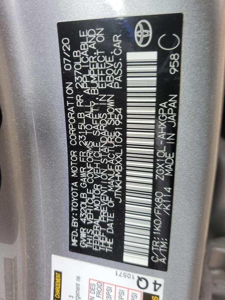 2020 Toyota C-Hr Xle VIN: JTNKHMBXXL1091954 Lot: 58076565