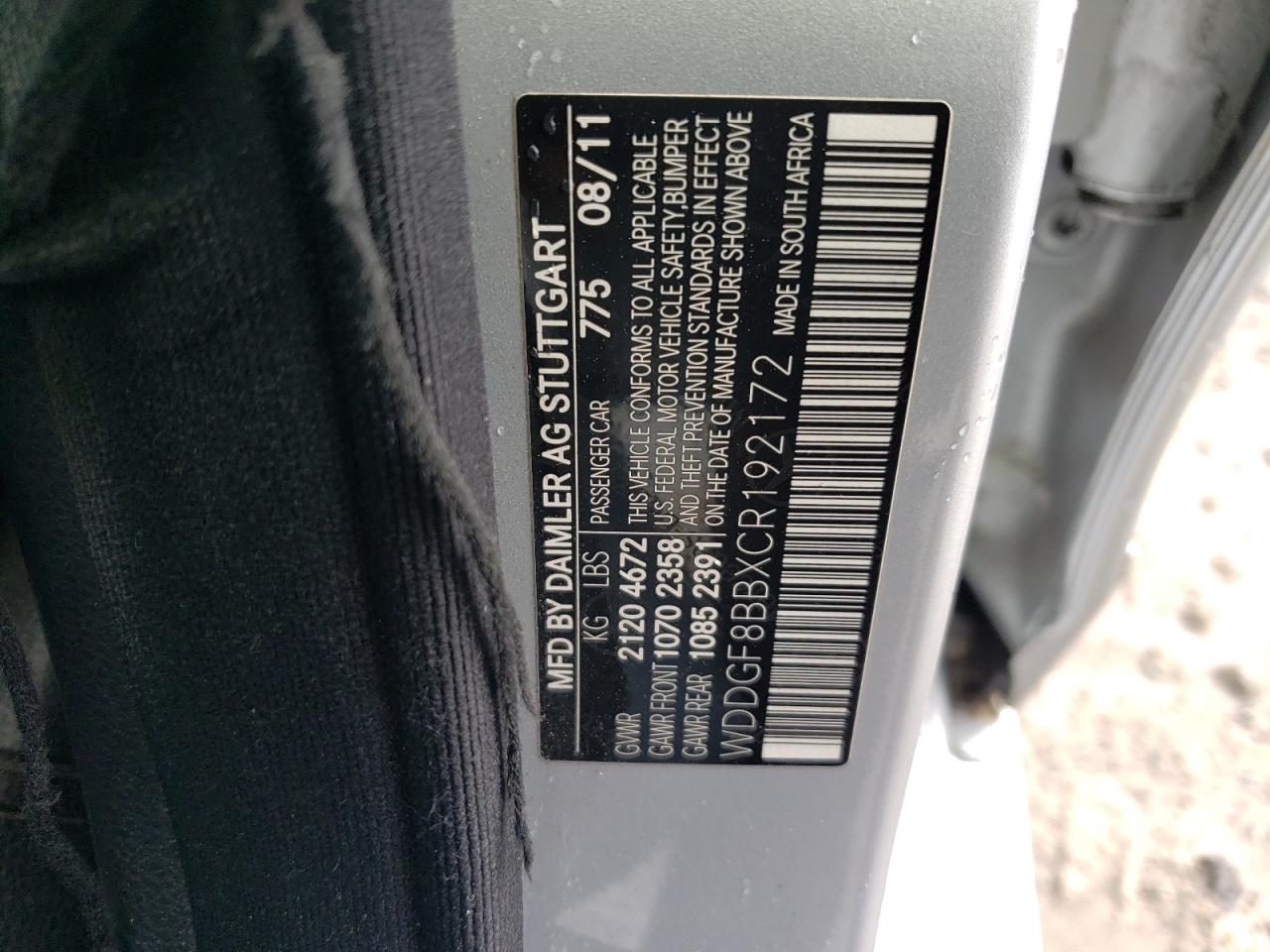 2012 Mercedes-Benz C 300 4Matic VIN: WDDGF8BBXCR192172 Lot: 58694235