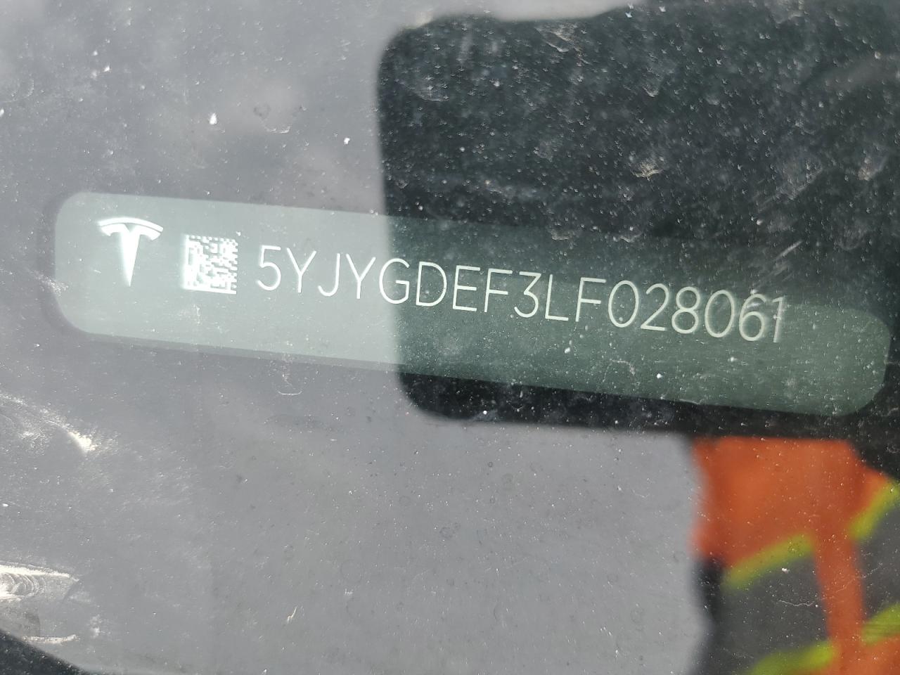 2020 Tesla Model Y VIN: 5YJYGDEF3LF028061 Lot: 57493175