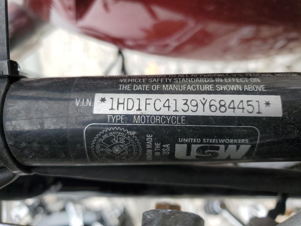 2009 Harley-Davidson Flhtcu VIN: 1HD1FC4139Y684451 Lot: 55581465