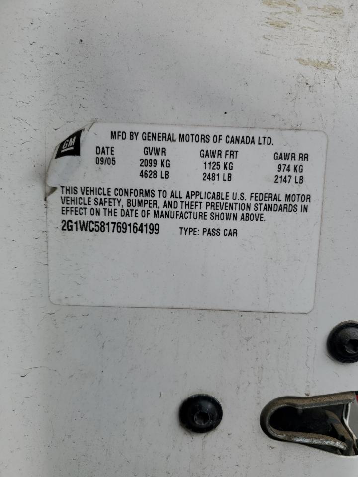 2006 Chevrolet Impala Lt VIN: 2G1WC581769164199 Lot: 56784355