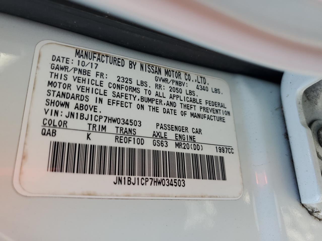 2017 Nissan Rogue Sport S VIN: JN1BJ1CP7HW034503 Lot: 56950815
