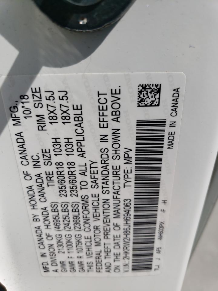 2018 Honda Cr-V Exl VIN: 2HKRW2H86JH694063 Lot: 56954975