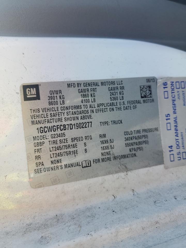 2013 Chevrolet Express G2500 VIN: 1GCWGFCB7D1902277 Lot: 56376905