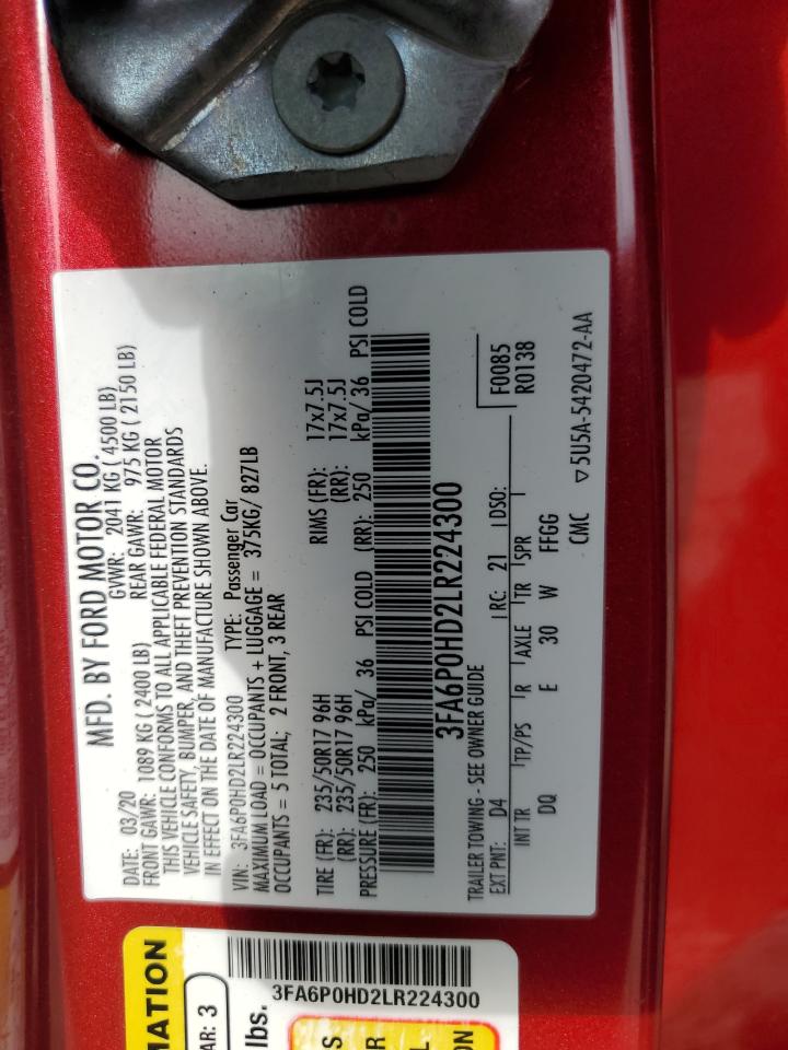 2020 Ford Fusion Se VIN: 3FA6P0HD2LR224300 Lot: 56063025