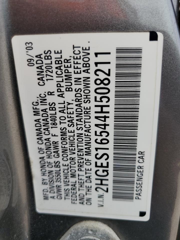 2004 Honda Civic Lx VIN: 2HGES16544H508211 Lot: 57261795