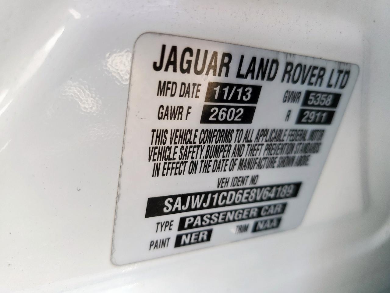 2014 Jaguar Xj VIN: SAJWJ1CD6E8V64189 Lot: 57315035
