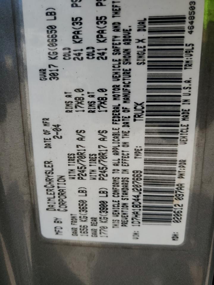2004 Dodge Ram 1500 St VIN: 1D7HA18D44J207669 Lot: 56285175