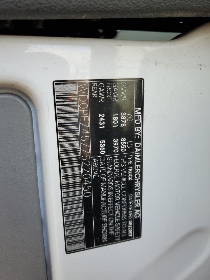 2007 Dodge Sprinter 2500 VIN: WD0PE745775220450 Lot: 54444025