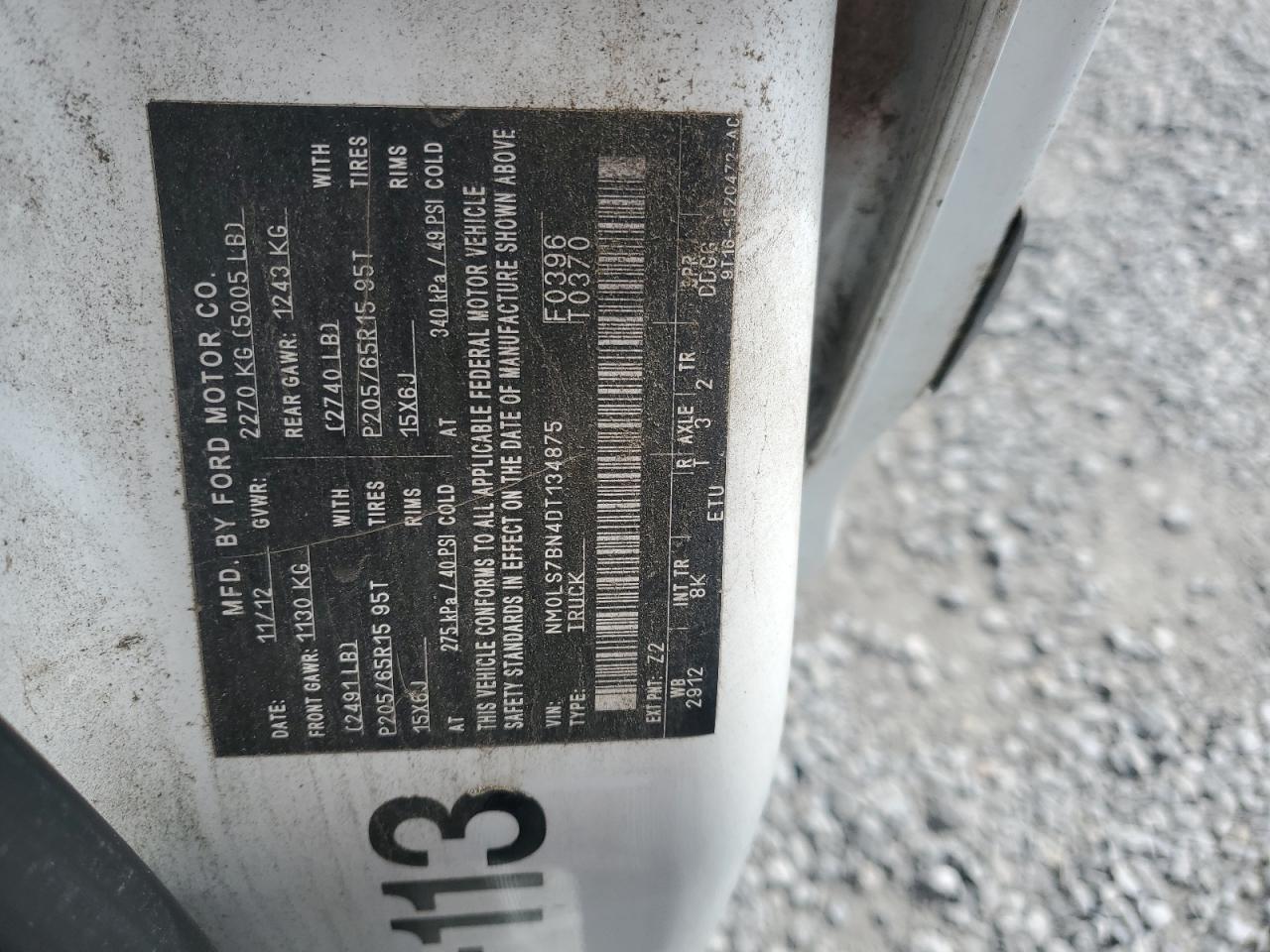2013 Ford Transit Connect Xlt VIN: NM0LS7BN4DT134875 Lot: 57453055