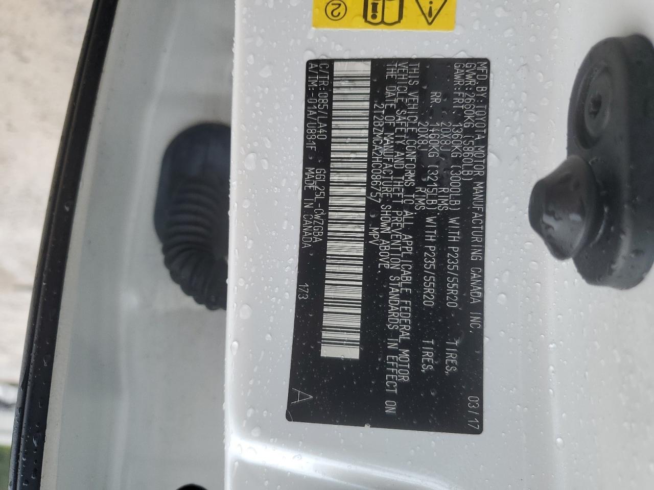 2017 Lexus Rx 350 Base VIN: 2T2BZMCA2HC086757 Lot: 56203065