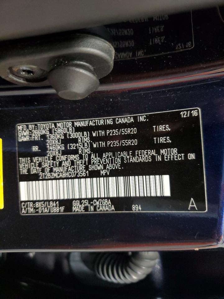 2017 Lexus Rx 350 Base VIN: 2T2BZMCA8HC073561 Lot: 56993535