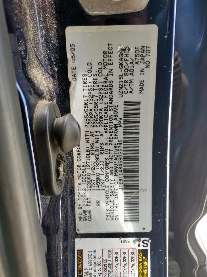 2005 Toyota 4Runner Sr5 VIN: JTEBT14R458025745 Lot: 56493355