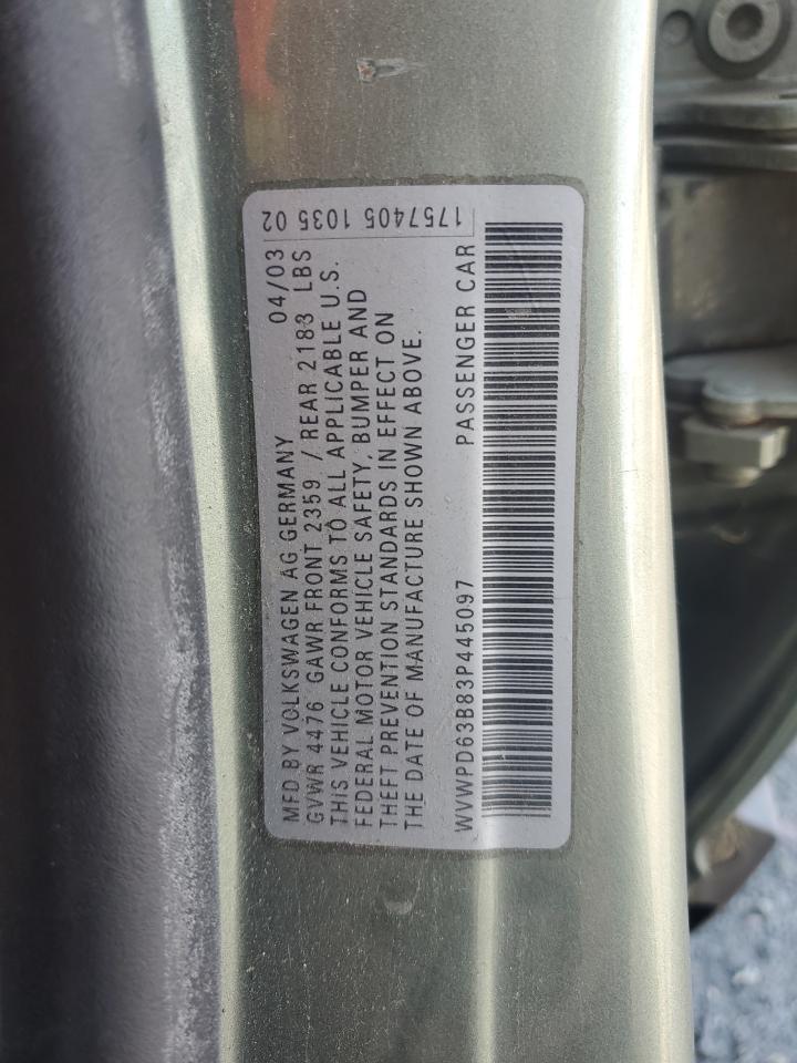 2003 Volkswagen Passat Gls VIN: WVWPD63B83P445097 Lot: 56161475