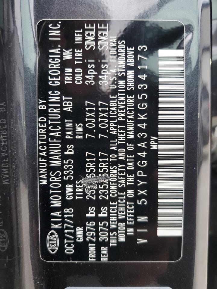 2019 Kia Sorento L VIN: 5XYPG4A34KG534173 Lot: 57404535