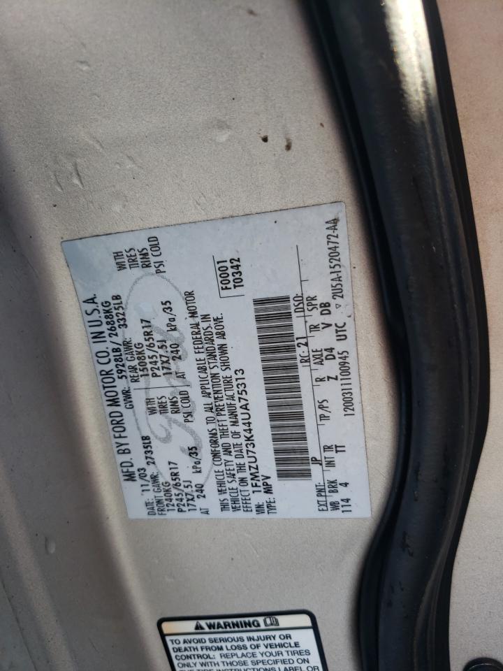 2004 Ford Explorer Xlt VIN: 1FMZU73K44UA75313 Lot: 56518635
