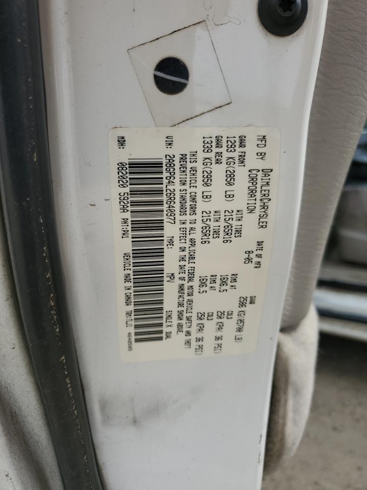 2006 Chrysler Town & Country Limited VIN: 2A8GP64L26R640977 Lot: 56666065