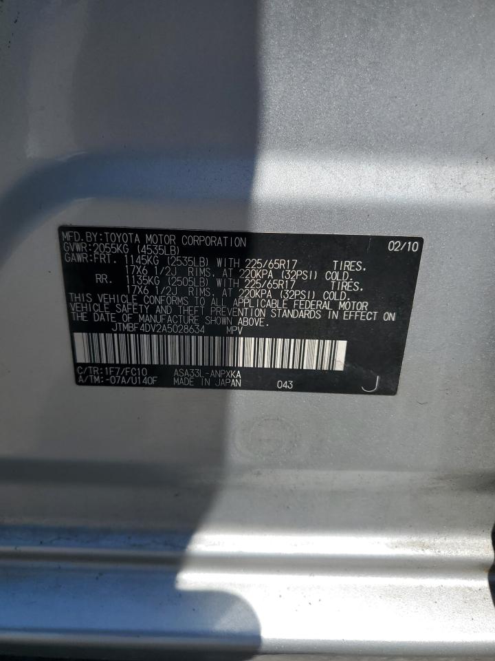 2010 Toyota Rav4 VIN: JTMBF4DV2A5028634 Lot: 81069085