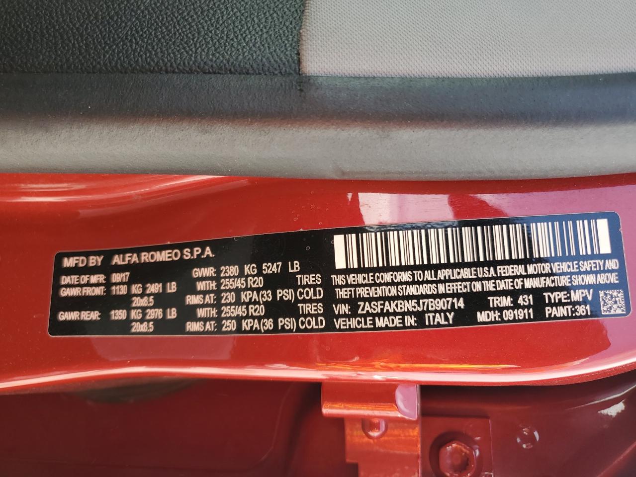 2018 Alfa Romeo Stelvio Ti VIN: ZASFAKBN5J7B90714 Lot: 56675895