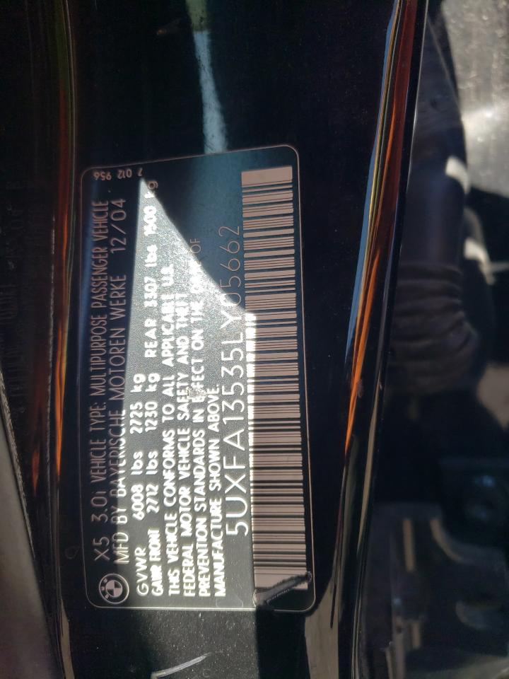 2005 BMW X5 3.0I VIN: 5UXFA13535LY05662 Lot: 57187705