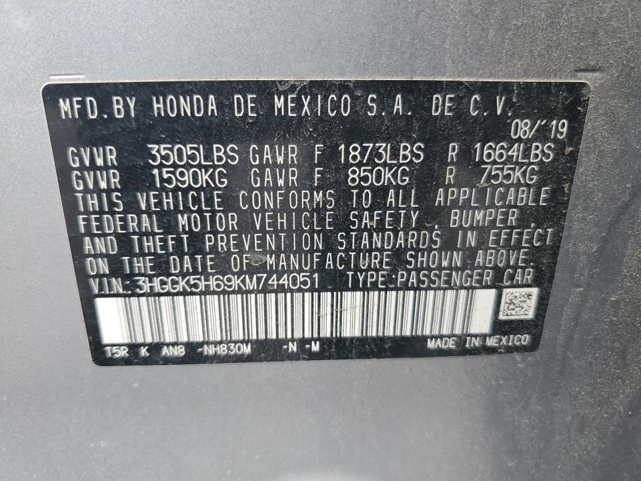 2019 Honda Fit Sport VIN: 3HGGK5H69KM744051 Lot: 57338935