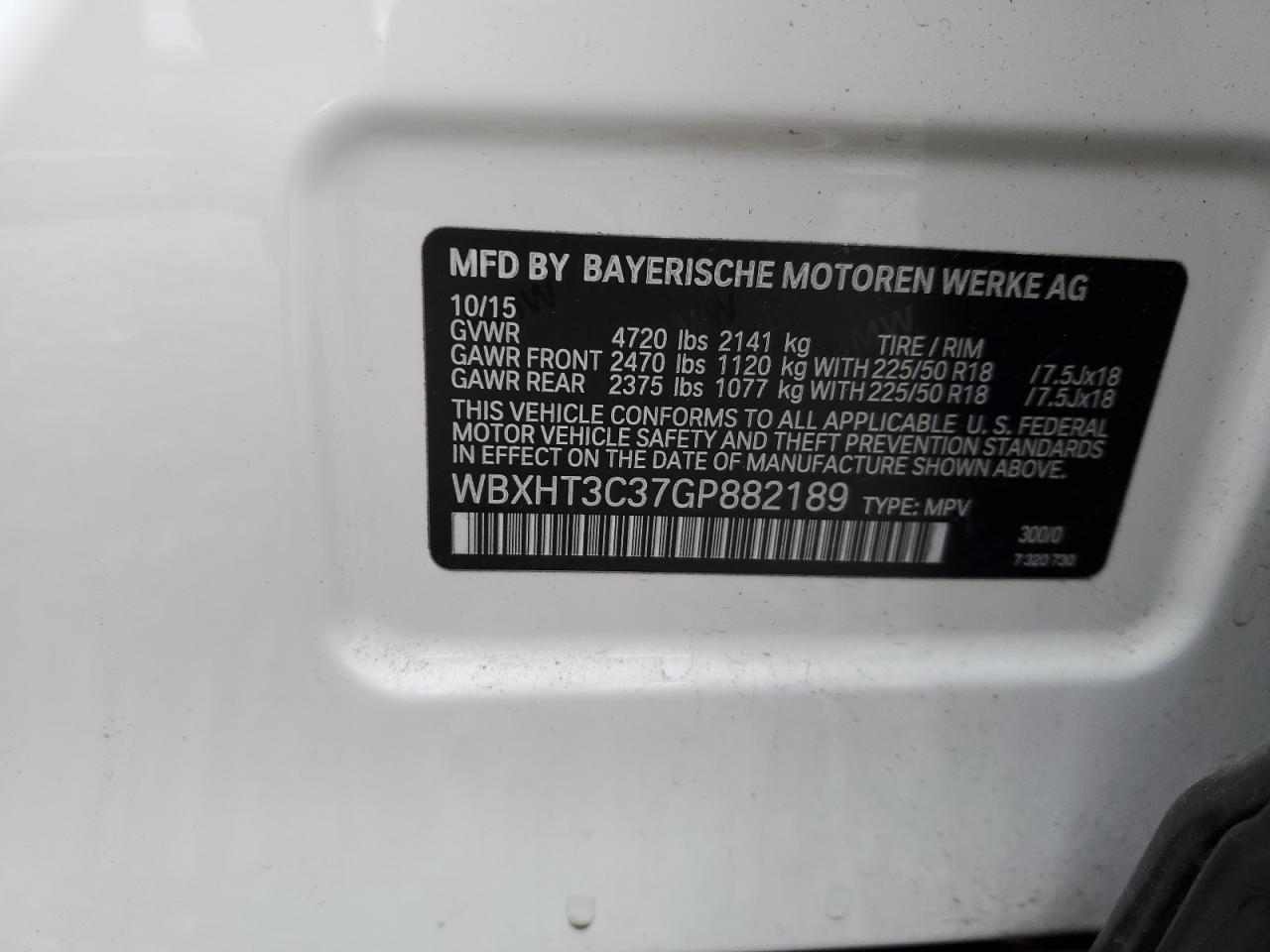 2016 BMW X1 xDrive28I VIN: WBXHT3C37GP882189 Lot: 56983985