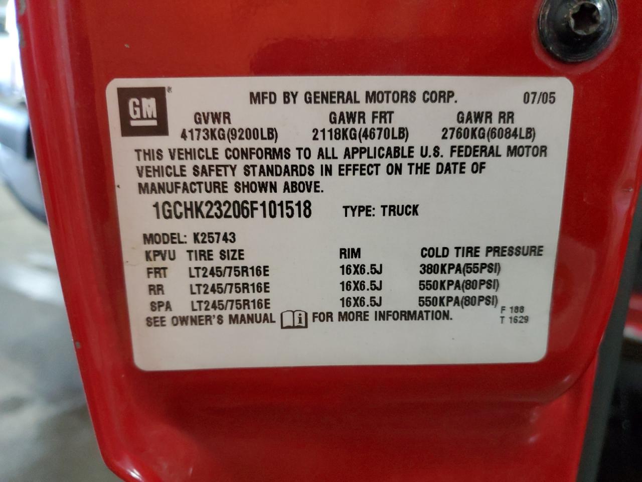 2006 Chevrolet Silverado K2500 Heavy Duty VIN: 1GCHK23206F101518 Lot: 58730475