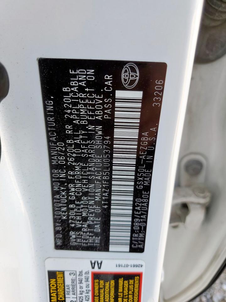 2020 Toyota Avalon Xle VIN: 4T1AZ1FB5LU053794 Lot: 56789775