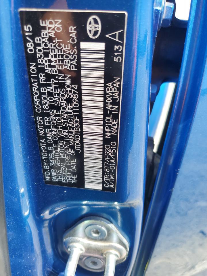 2015 Toyota Prius C VIN: JTDKDTB30F1109874 Lot: 93507275