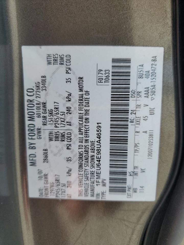 2008 Ford Explorer Eddie Bauer VIN: 1FMEU64E98UA46591 Lot: 57574015