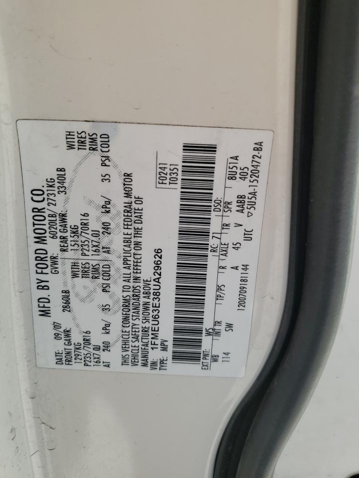 2008 Ford Explorer Xlt VIN: 1FMEU63E38UA29626 Lot: 58232975
