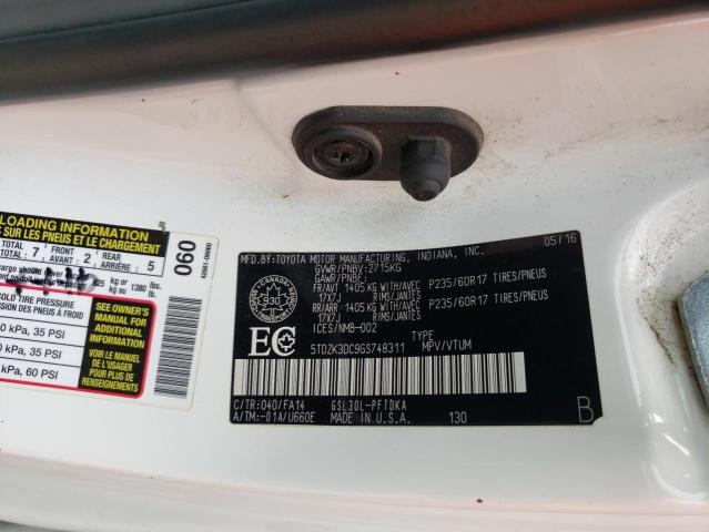 2016 TOYOTA SIENNA   