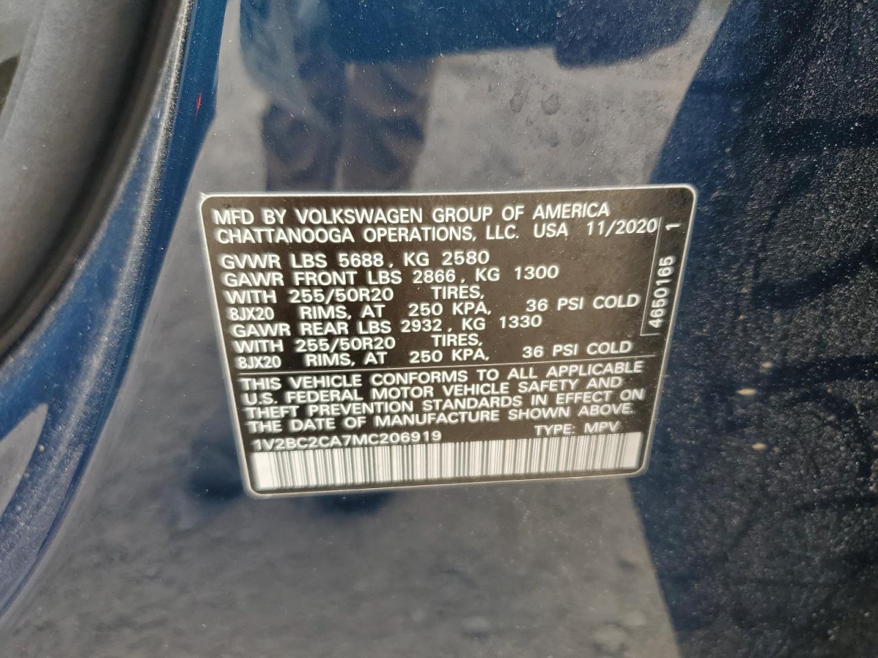 2021 Volkswagen Atlas Cross Sport Sel VIN: 1V2BC2CA7MC206919 Lot: 56552905