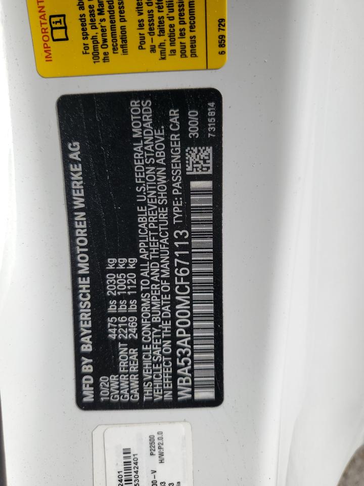 2021 BMW 430I VIN: WBA53AP00MCF67113 Lot: 56254635
