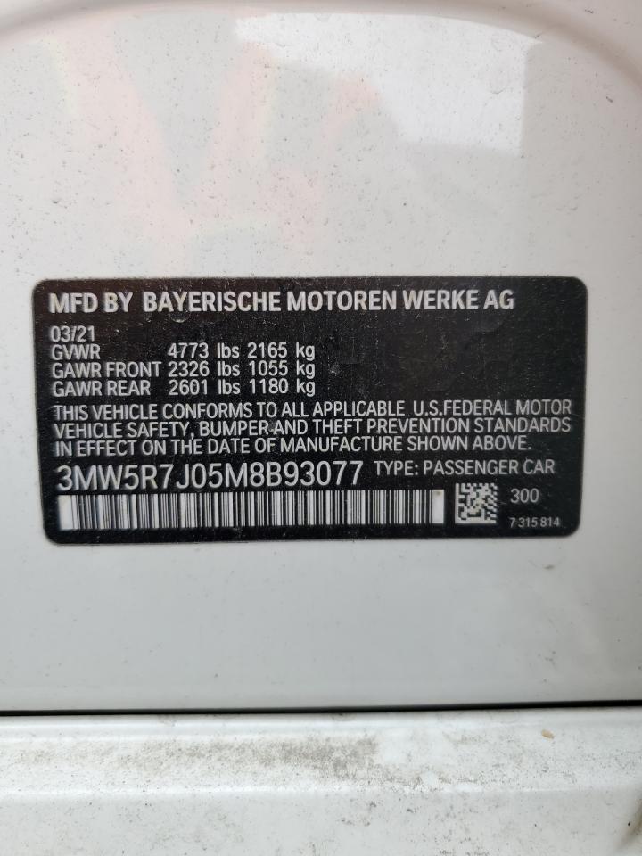2021 BMW 330Xi VIN: 3MW5R7J05M8B93077 Lot: 57125755