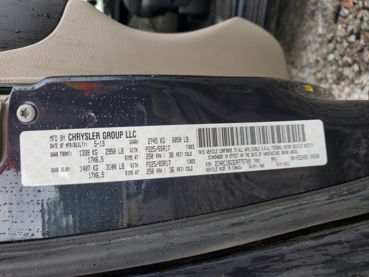 2013 Chrysler Town & Country Touring VIN: 2C4RC1BG3DR775709 Lot: 56707405