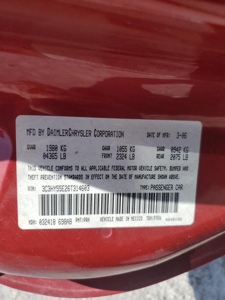 2006 Chrysler Pt Cruiser Touring VIN: 3C3HY55E26T314603 Lot: 56637675