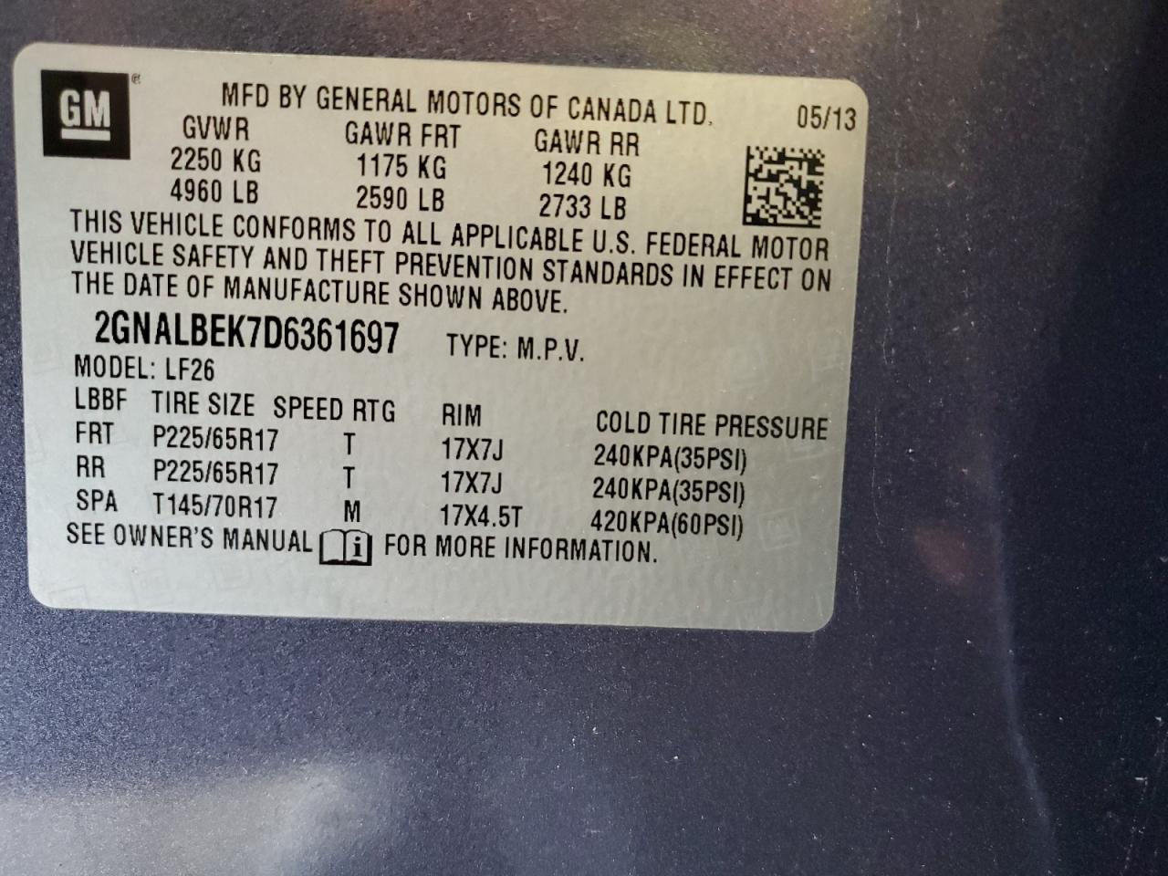 2013 Chevrolet Equinox Ls VIN: 2GNALBEK7D6361697 Lot: 56630525