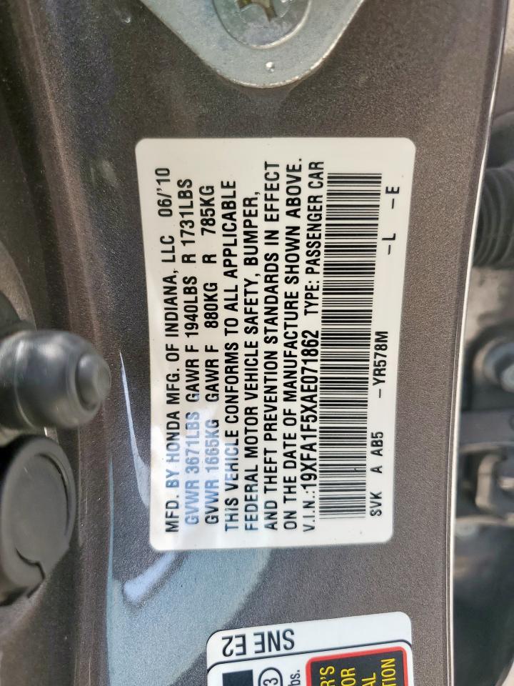 2010 Honda Civic Lx VIN: 19XFA1F5XAE071862 Lot: 56924575