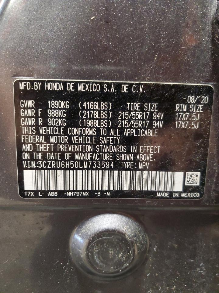 2020 Honda Hr-V Ex VIN: 3CZRU6H50LM733594 Lot: 55754245