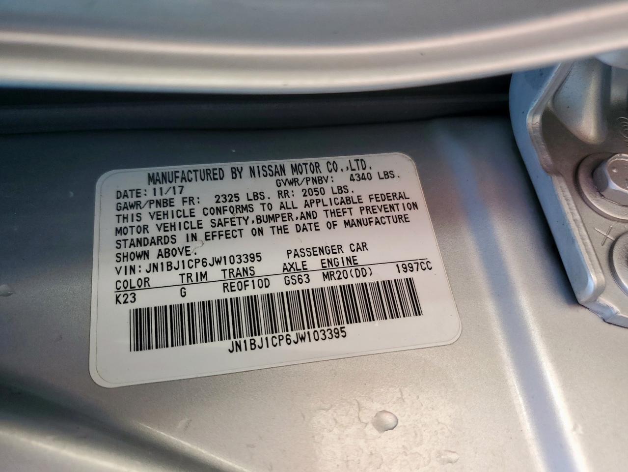2018 Nissan Rogue Sport S VIN: JN1BJ1CP6JW103395 Lot: 56342965