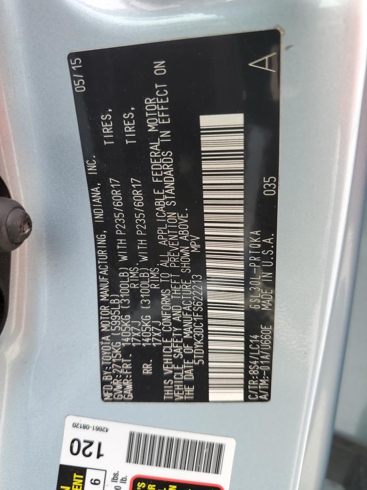 TOYOTA All Models 2015 VIN 5TDYK3DC1FS622213 фото 14