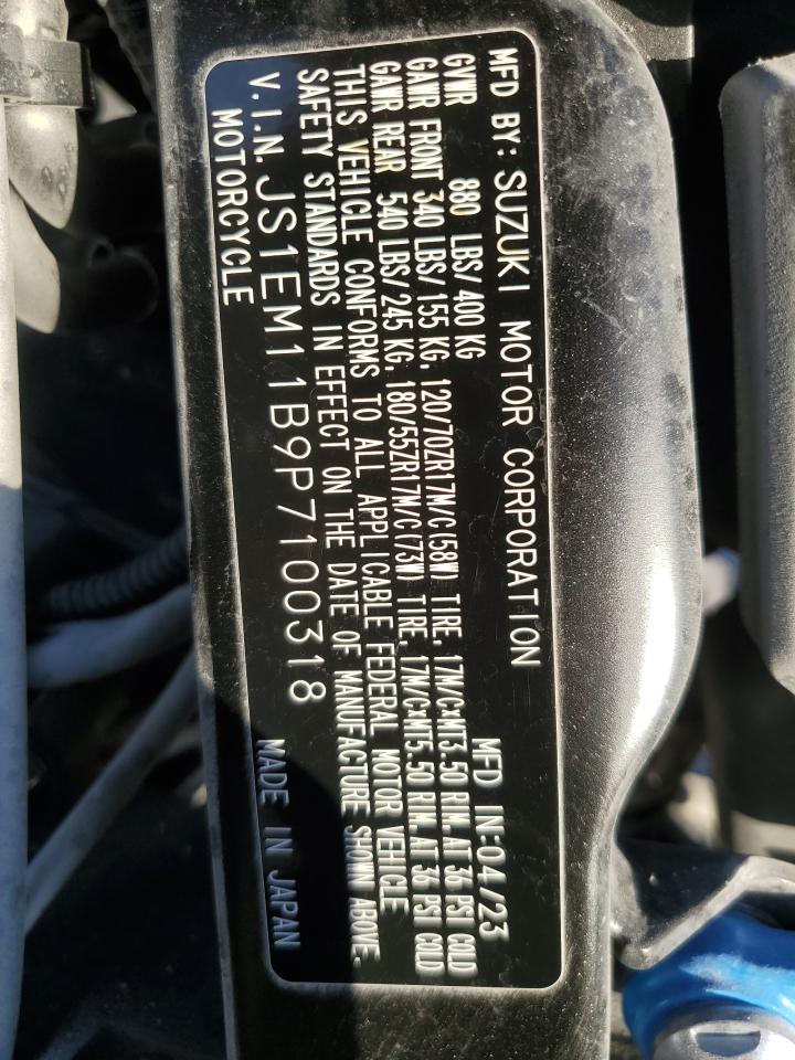 2023 Suzuki Gsx800 R VIN: JS1EM11B9P7100318 Lot: 58089205
