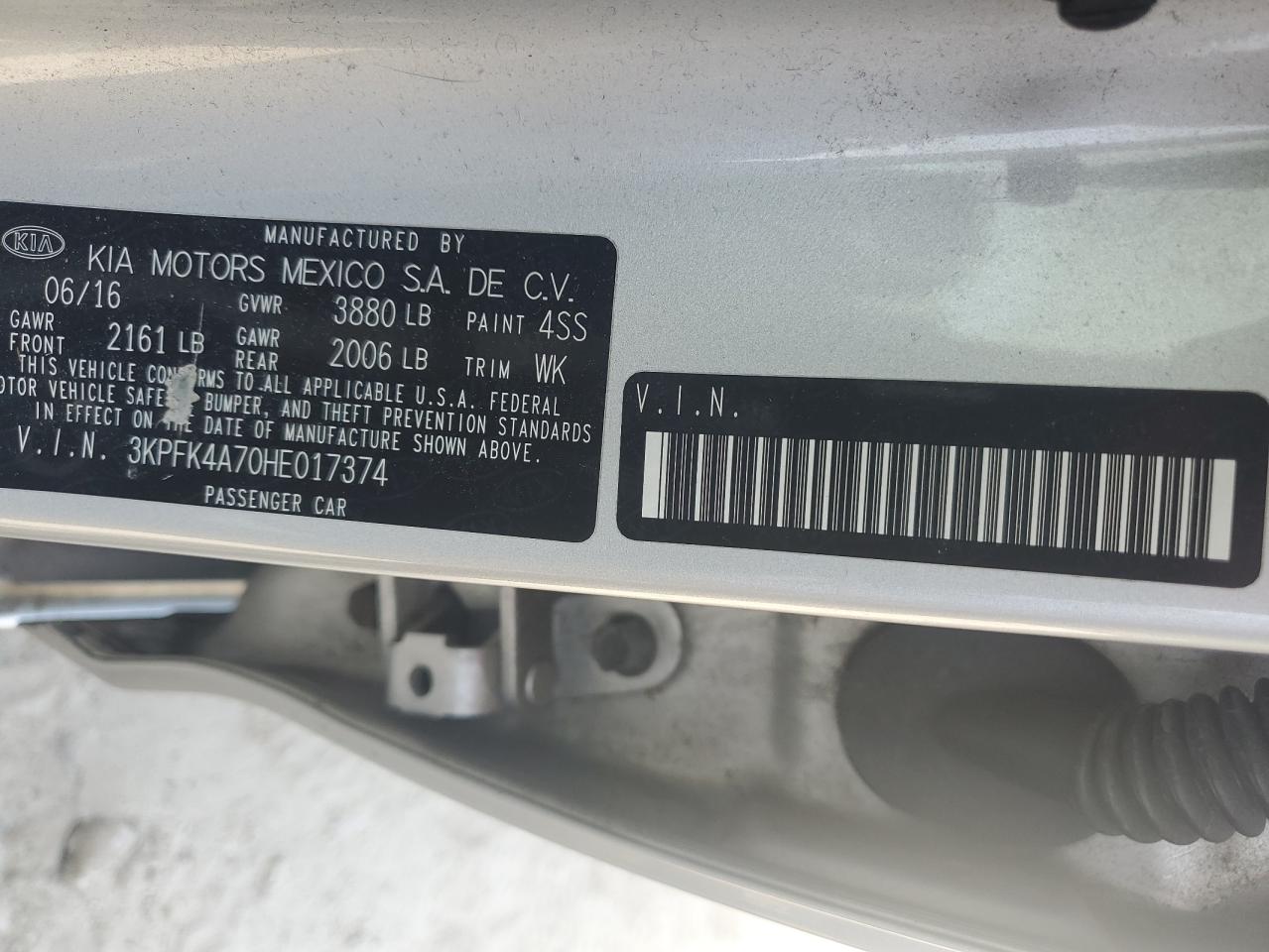 2017 Kia Forte Lx VIN: 3KPFK4A70HE017374 Lot: 56898965